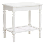 White Wooden 2-Tier Side Table with Cane Rattan Webbing Detail and Carved Legs | Heritage