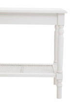 White Wooden 2-Tier Side Table with Cane Rattan Webbing Detail and Carved Legs | Heritage