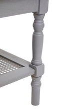 Slate Grey Wooden Coffee Table with Cane Webbed Lower Shelf and Carved Spindle Legs | Heritage