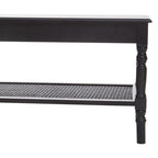 Black Wooden Coffee Table with Cane Webbed Lower Shelf and Carved Spindle Legs | Heritage