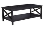 Black Wooden Coffee Table with Lower Shelf and X Frame Side Panels | Heritage