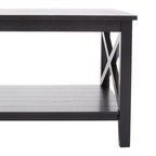 Black Wooden Coffee Table with Lower Shelf and X Frame Side Panels | Heritage