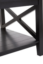 Black Wooden Coffee Table with Lower Shelf and X Frame Side Panels | Heritage