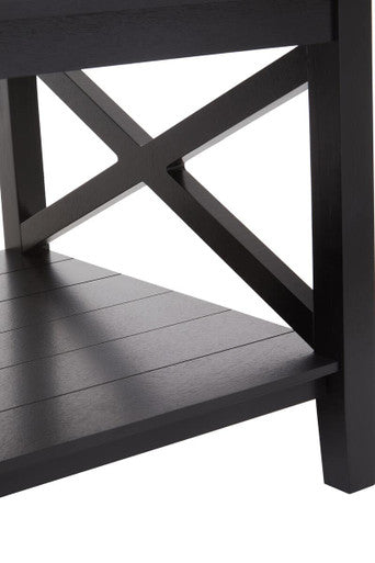 Black Wooden Coffee Table with Lower Shelf and X Frame Side Panels | Heritage