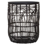 Black Round Rattan Stool or Side Table | Arles