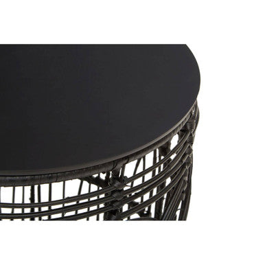 Black Round Rattan Stool or Side Table | Arles