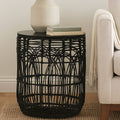 Black Round Rattan Stool or Side Table | Arles