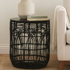Black Round Rattan Stool or Side Table | Arles