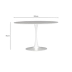 White Wooden Top Large Round Dining Table with Metal Base | Laila
