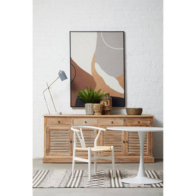 White Wooden Top Large Round Dining Table with Metal Base | Laila