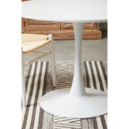 White Wooden Top Large Round Dining Table with Metal Base | Laila