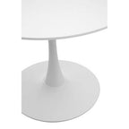 White Wooden Top Large Round Dining Table with Metal Base | Laila