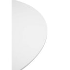 White Wooden Top Large Round Dining Table with Metal Base | Laila