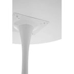 White Wooden Top Large Round Dining Table with Metal Base | Laila