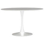 White Wooden Top Large Round Dining Table with Metal Base | Laila