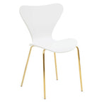 White Seat and Gold Finish Legs Dining Chair | Laila