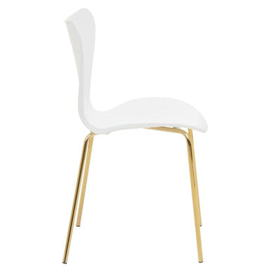 White Seat and Gold Finish Legs Dining Chair | Laila
