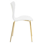 White Seat and Gold Finish Legs Dining Chair | Laila