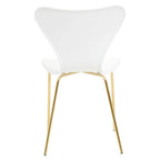 White Seat and Gold Finish Legs Dining Chair | Laila