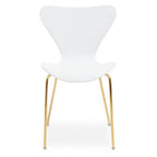 White Seat and Gold Finish Legs Dining Chair | Laila