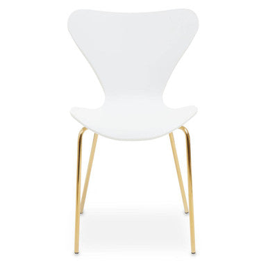 White Seat and Gold Finish Legs Dining Chair | Laila