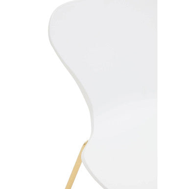 White Seat and Gold Finish Legs Dining Chair | Laila