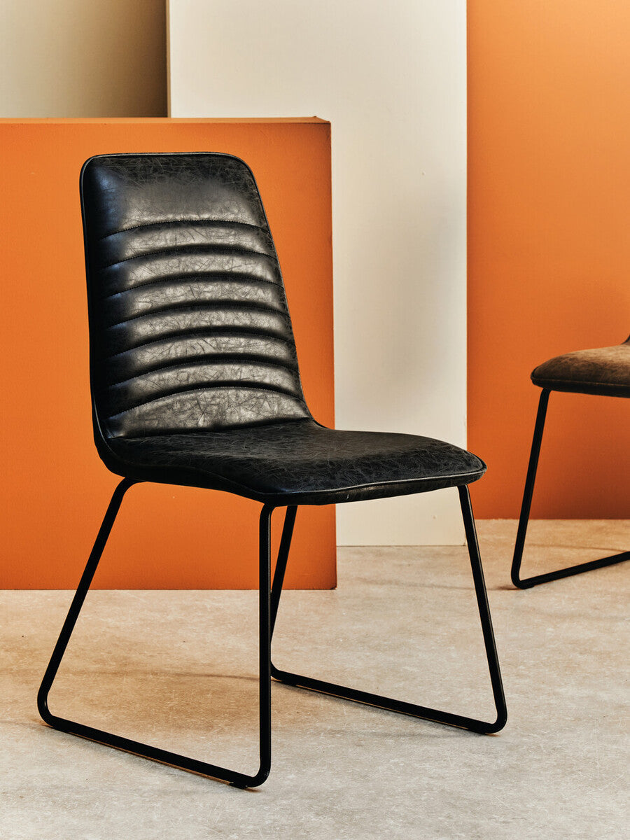 Black Leather Effect Chair | New Foundry