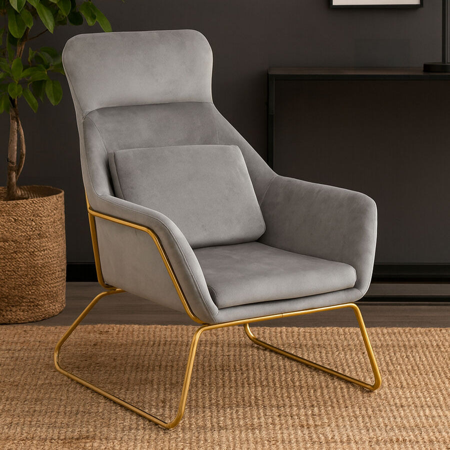 Grey Velvet Armchair | Stockholm