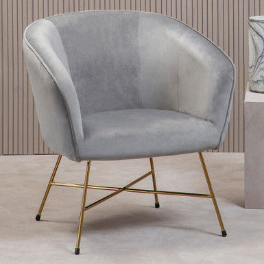 Grey Velvet Curved Accent Chair | Stockholm