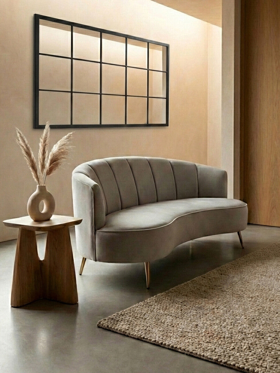 3 Seater Grey Velvet Sofa | Hasna
