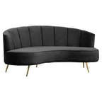 3 Seater Black Velvet Sofa | Hasna