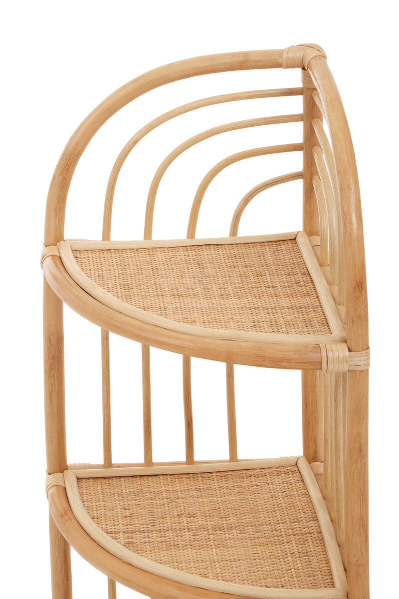 Three Tier Natural Rattan Corner Shelf Unit | Mataram