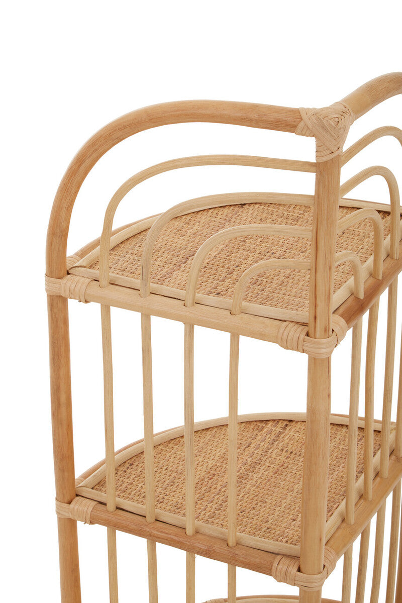 Three Tier Natural Rattan Corner Shelf Unit | Mataram