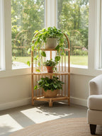 Three Tier Natural Rattan Corner Shelf Unit | Mataram