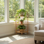 Three Tier Natural Rattan Corner Shelf Unit | Mataram