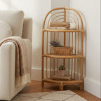 Three Tier Natural Rattan Corner Shelf Unit | Mataram