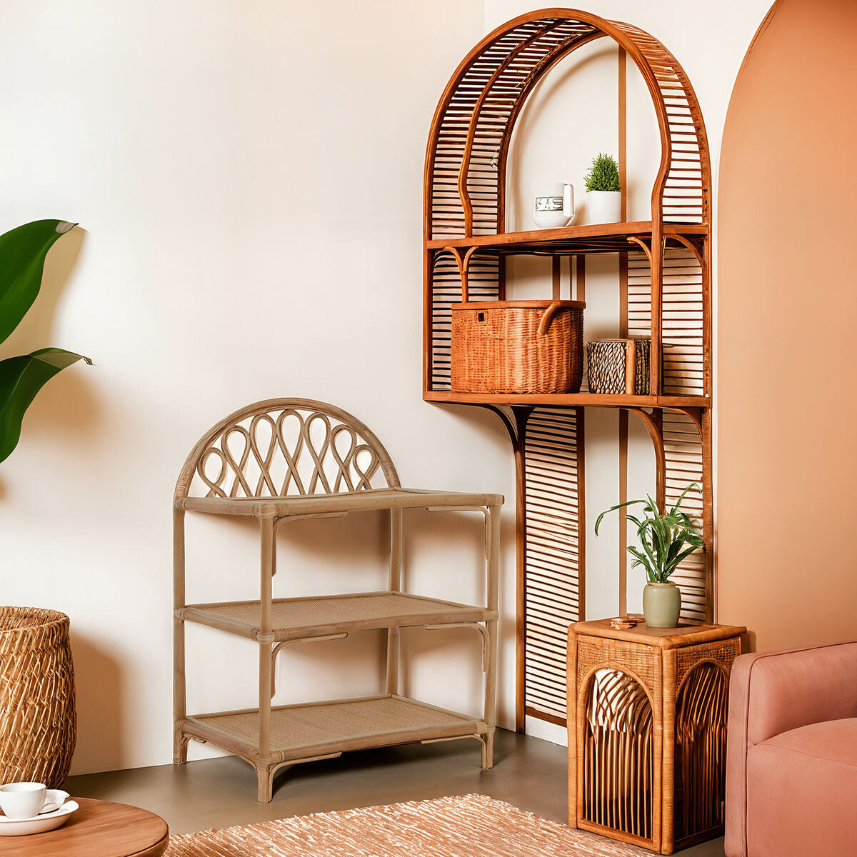 Three Tier Natural Rattan Shelf Unit | Mataram