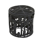 Black Natural Rattan Set of Two Nesting Tables with Tight Weave Top and Scrolled Base | Mataram