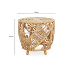 Large Natural Rattan Side Table with Tight Weave and Scrolled Detail | Mataram