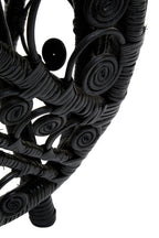 Black Natural Rattan Side Table with Tight Weave and Scrolled Detail | Mataram