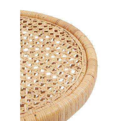 Natural Rattan Side Table with Twisted Base and Tight Weave Top | Mataram