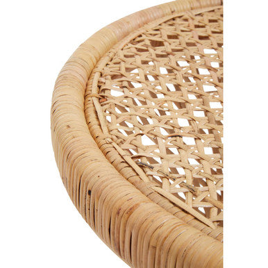 Natural Rattan Side Table with Twisted Base and Tight Weave Top | Mataram