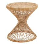 Natural Rattan Side Table with Twisted Base and Tight Weave Top | Mataram