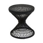 Black Rattan Side Table with Twisted Base and Tight Weave Top | Mataram