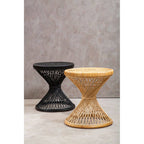 Black Rattan Side Table with Twisted Base and Tight Weave Top | Mataram