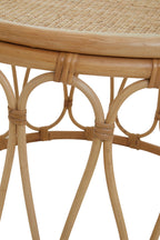 Natural Rattan Coffee Table with Open Weave Design and Webbing Round Top | Mataram