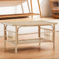 Natural Rattan Rectangular Coffee Table with Lower Storage Shelf | Mataram