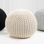 Knit Cream Pouffe | Kids