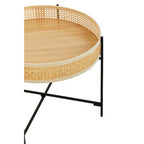 Natural Rattan Coffee Table with Black Cross Metal Base | Depok