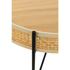 Natural Rattan Coffee Table with Black Cross Metal Base | Depok